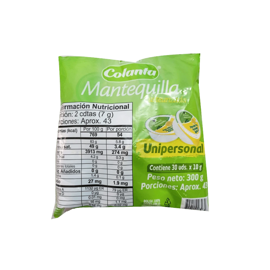 Mantequilla Colanta sin sal x 10gr caja x 30 unds