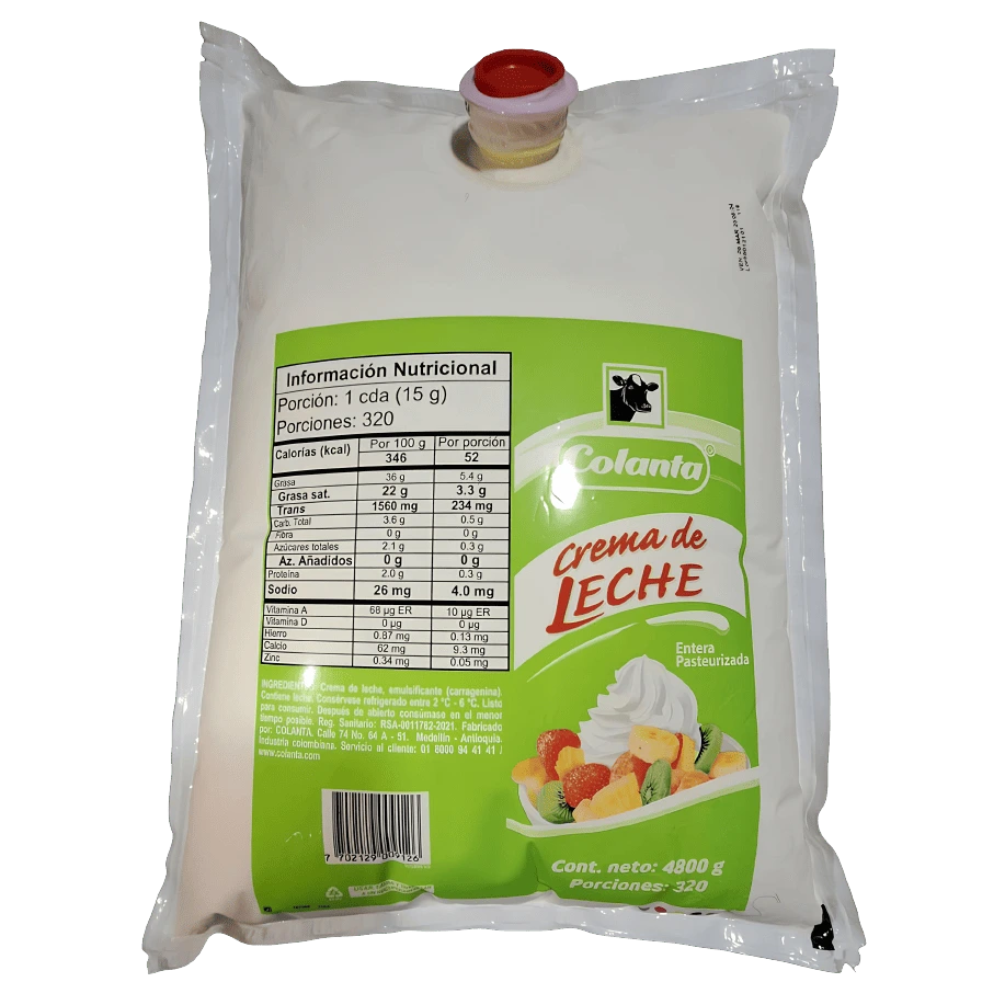 Crema de leche Colanta x 4.800 gr